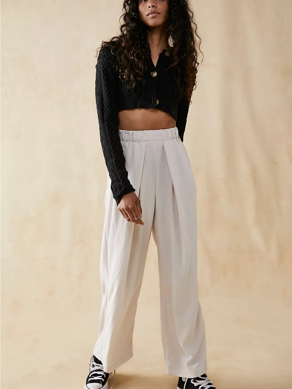 Free people nothin to say pleated trouser size medium Cream